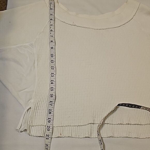 Free People Josie Waffle-Knit Top White S - Picture 6 of 10